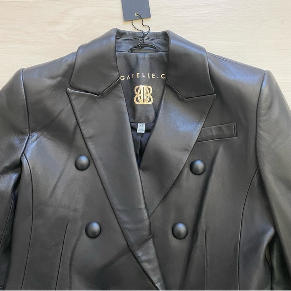 Bagatelle Fitted black Lamb Leather Blazer jacket xs - Picture 5 of 13